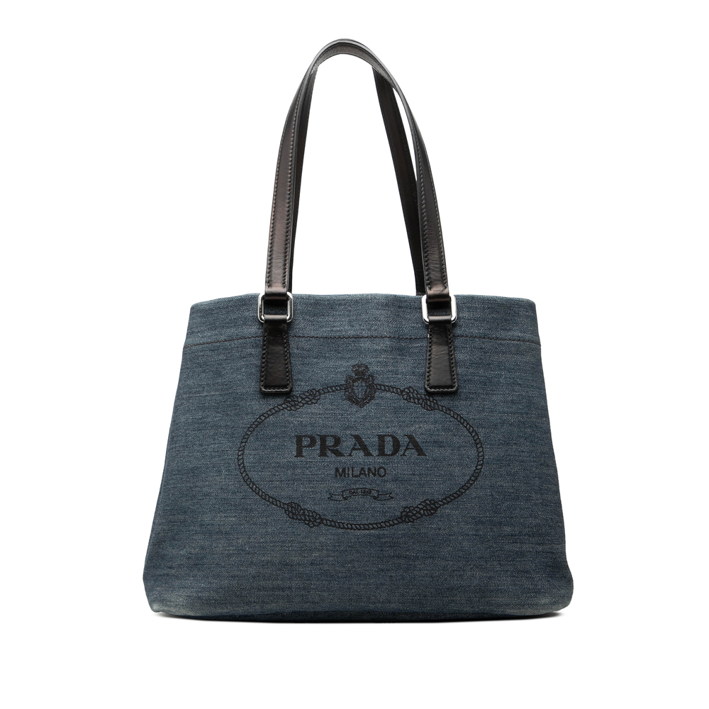 Pre-Loved Prada Logo Denim Tote